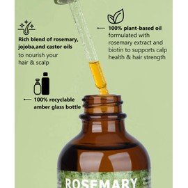Rosemary Oil for Hair Growth 4.0oz with Jamaican Black Castor and Jojoba Oil - Nourishing Treatment for Dry, Damaged Hair, Split Ends, and Healthy Growth