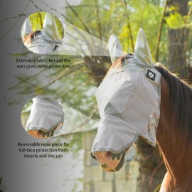 RS Premium Horse Fly mask with Ears and Nose Protection from UV | Horse mask Shields Your Equine from Flies | Fly mask Ensure Horse Comfort Under Sunny Skies | Enjoy Ride with Equine Fly mask