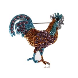Alilang Colorful Crystal Rhinestone Rooster Cock Fashion Jewelry Pin Brooch