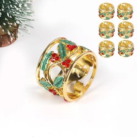WOKHACH Decorative Napkin Rings Set of 6,Holders Decor Dinner Party,Wedding,Anniversary,Birthday,Table Decor Gift (Gold Agate)