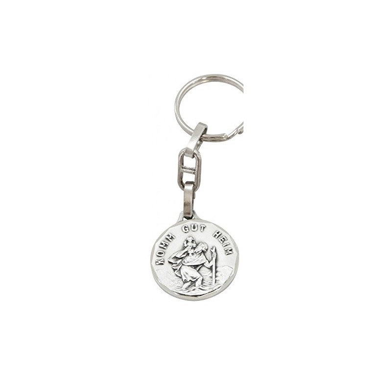 Key Chain saint Christopher with text Come good home /