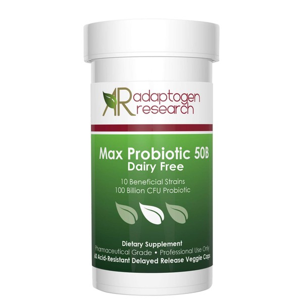 Max Probiotic 50 Billion CFU with Prebiotics Sunfiber FOS| Digestive Immune Health Supplement | No Refrigeration | Delayed Release Formula| Multi Blend 10 Unique Strains |60 Acid Resistant VeggieCap