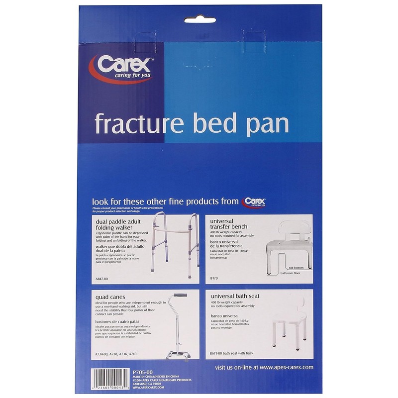 Carex Fracture Bed Pan with 47.3 oz Capacity, Portable Bed