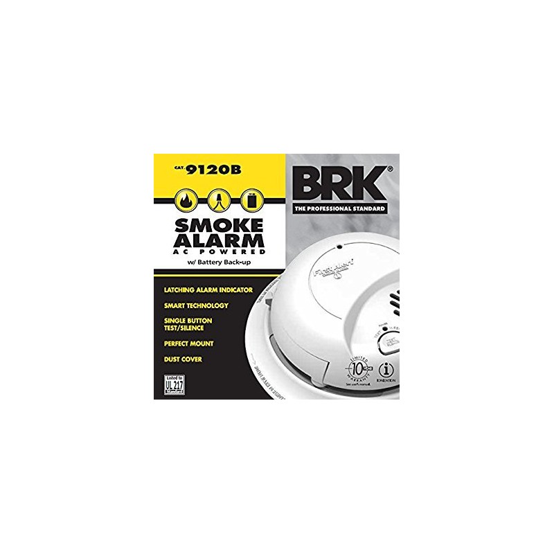 BRK First Alert 9120BFF/ SMI100-AC Smoke Detector, Hardwired Alarm with