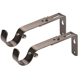 Curtain Rod Bracket Set Of 2 For 1 Or 1 1/8 Inch Rods, Adjustable - Antique Silver