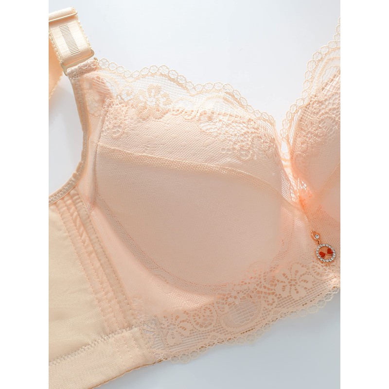 Women's Padded Push-Up Bra - Embroidered Lace With Underwire and
