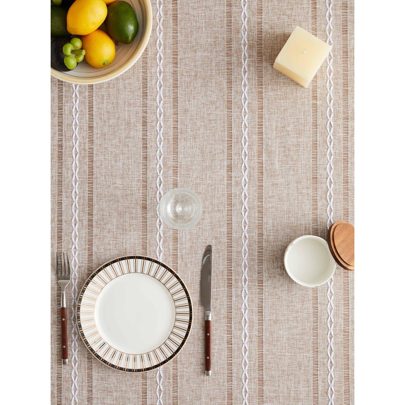 ZeeMart Hemstitched Striped Boho Tablecloth 54x70 Inch (Fit 3ft-4ft, Narrow