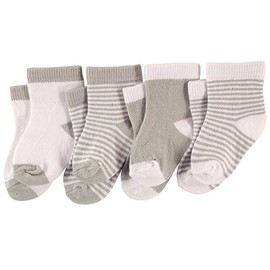 Luvable Friends Unisex Baby Socks Set, Light Gray White, 12-24 Months