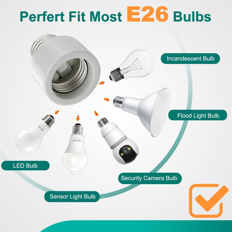 DiCUNO E26 to E26 Light Socket Extender, UL Listed, Heat-Resistant