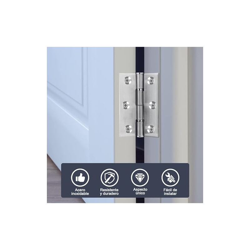 Bisagras para Puerta de Acero Inoxidable, 4 piezas Bisagras de