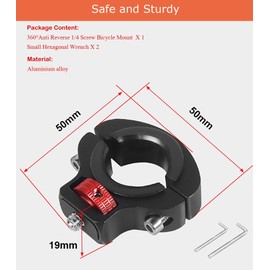 Niewalda Aluminum Bike/Motorcycle Handlebar Mount for GoPro, Insta360, DJI Osmo and Fill Light, 360 Degrees Rotary Motorcycle Camera Mount Side Reinforcement Anti-Reverse
