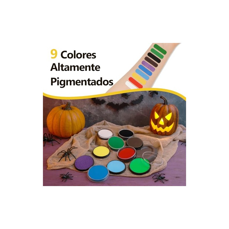Erinde Pintura Profesional Para Rostro y Cuerpo, #Negro + Blanco
