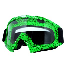Spider Motorcycle Goggles - Dirt Bike ATV Motocross Riding OTG Offroad Ski Goggles - MX Helmet Racing 4 Wheeler Goggles for Adults Men Women Youth Kids (Green Frame + Clear Lens)