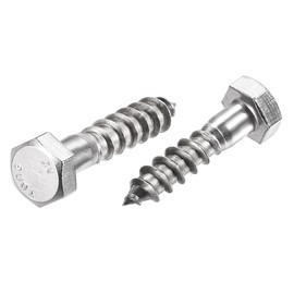 sourcing map Hex Lag Screws, M8 x 30mm 304 Stainless Steel Half Thread Self-Tapping Bolts for Wood Screw 10Pcs