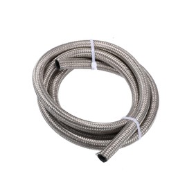 INFINAUTO 5ft 6AN Fuel Hose AN6 Universal Car Braided Stainless Steel CPE Oil Fuel Gas Line Hose Silver Tone Stylish Design