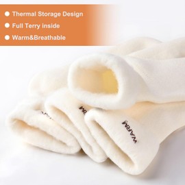 Homealexa 3 Pairs Slipper Fluffy Socks for Women and Ladies Men, Winter Heat Holding Sock Knitted Socks Warm Cotton Fuzzy Bed Slippers (White)