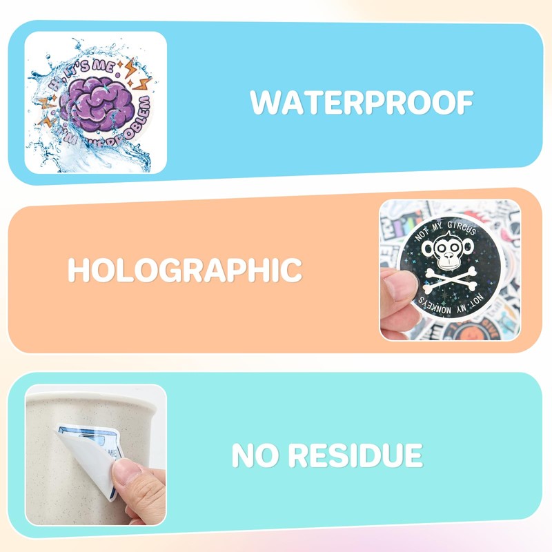 ELZO 300 Pcs Holographic Funny Stickers for Adults Pack -