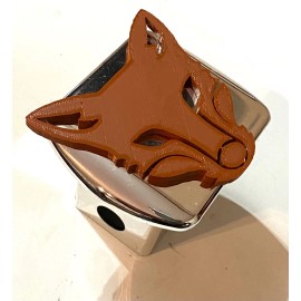 Fox Head in 3d - Chrome with Brown - 2 inch Trailer Hitch Cover -  Gone Hunting