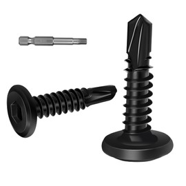 Dayalo Pack of 50 Self Tapping Screws 6.3 x 25 mm Stainless Steel Self Tapping Screws Self Drilling Screws Flat Head Hex Socket Screws Black with Bit