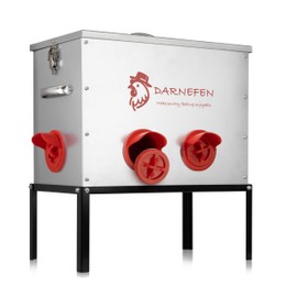 Darnefen Automatic Chicken Feeder Rat Proof - 40lb 6 Ports Large Capacity Metal Poultry Feeder with Legs and Lids - Galvanized Chicken Feeder for Hen Coop