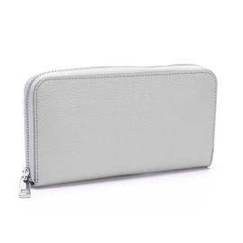 Ever Bloom Women's Plain Leather Wallet from Italy with Card Slots and Zip, Design Long Wallet for Women and Girls, light grey