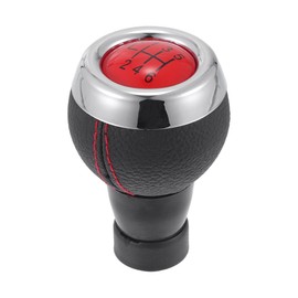 Partuto 6 Speed Manual Gear Shifter Knob - Car Shift Lever Knob - for Mini Cooper Countryman R60 2010-2017 Plastic Faux Leather Black Red - 1 Pc