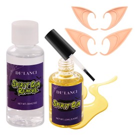 Elf Ears and Spirit Gum Kit, Soft Pixie Fairy Ears + Cosmetic Glue Adhesive and Remover Set, Makeup Glue and Fae Ear Tips Sfx Makeup Kit for Halloween Costume, Anime Party, Vampire, Elven, Christmas