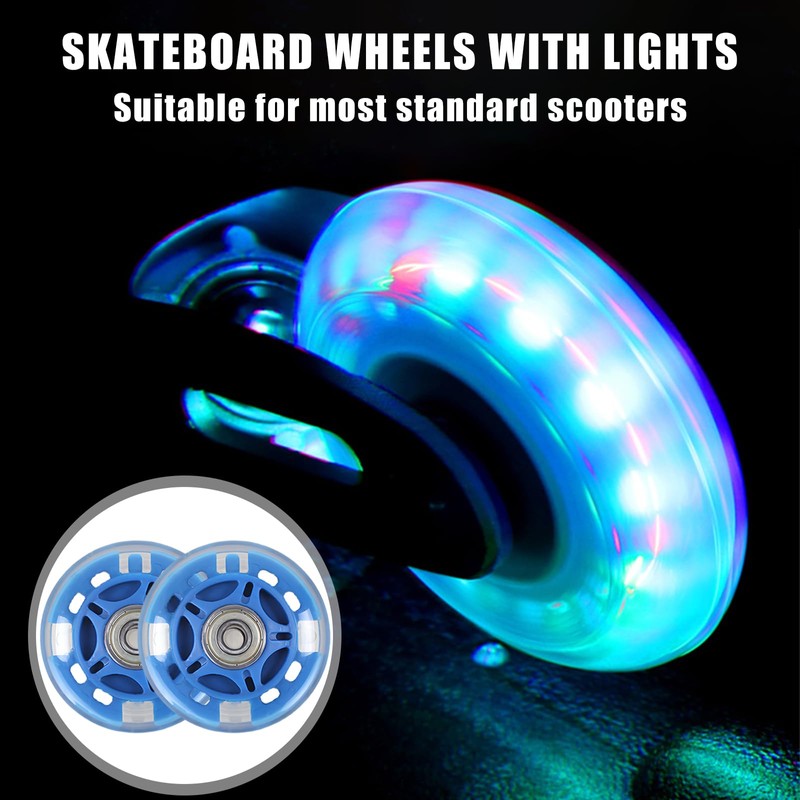 Pack of 4 80 mm Scooter Wheels, LED Scooter Replacement