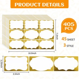 Utron 405PCS Gold Name Tags, 2.25"x 3.5" Name Tag Stickers with Gold Border, Name Tags for School, Home, Office, Party, Meeting