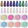9Boxes Ice Transparent Aurora Nail Powder,White Chrome Nail Powder Holographic