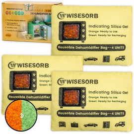 Wisesorb 120g x 3pcs Rechargeable Gun Safe Dehumidifier, Color Indicating Desiccant Packs with Transparent Window for Storage, Reusable Dehumidifier Bags Moisture Absorbers Safe Dehumidifier