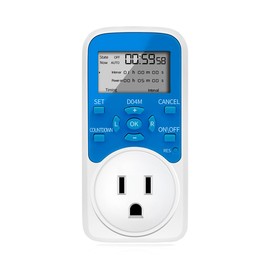 Timer Outlet, Digital Outlet Timer with Countdown/Repeat Cycle Intermittent, Indoor Timed Power Switch, Minimum Setting by Seconds, 110V/220V (D04M)