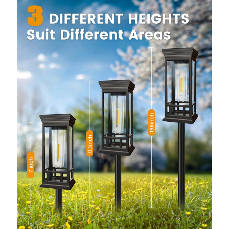 12 Pack Solar Pathway Lights Outdoor, Taller Bright Solar Path