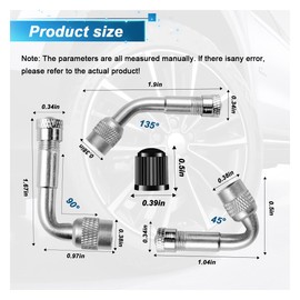 UHANBUT Car Tire Valve Stem Extenders, Universal 45/90/135 Degree Valve Stem Extension Tool, Brass Tire Inflator Nozzle Extender Adaptor for Dual Wheels Passenger Cars, Motorcycle, Bike, RV (6PCS)