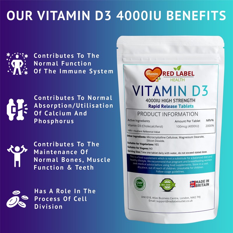 Vitamin D3 4000 IU 100 Tablets, Maximum Strength Vitamin D3