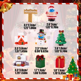 Mini Christmas Ornaments, 10 Pcs Christmas Miniature Ornament Figurines Cute Resin Snowman Santa Claus Mini Christmas Decorations Micro Landscape Ornaments for Fairy Garden Doll House Desktop Home