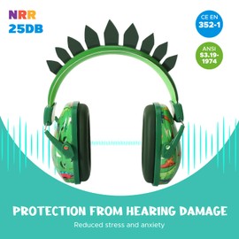 homicozy Noise Cancelling Headphones for Kids,Toddlers,Teens Boys Ages 1-12,Dinosaur Ear Hearing Protection Sound Proof Safety Earmuffs for Concerts,Monster Trucks,Sensitive Ears
