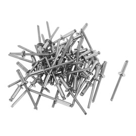 Motoforti Dome Head Large Flange Blind Rivets 4mm Grip Diameter 14mm Grip Length 7.8mm Flange Diameter Stainless Steel Silver Tone 50 Pcs