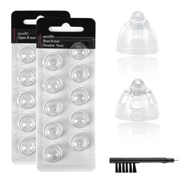 Hearing Aid Domes for Oticon Replacements,20 Pieces with 10 Double Vent Bass and 10 Open Domes,Cleaning Brush, Universal Hearing Aid Accessories for Oticon Supplies (8mm)