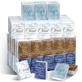 Lincia 120 Pack Christian Bible Verse Facial Tissues in Bulk 3 Ply Christmas Party Favors Travel Size Pocket Tissue Wallet Religious Scripture Mini Individual Gifts(English Bible Classic)