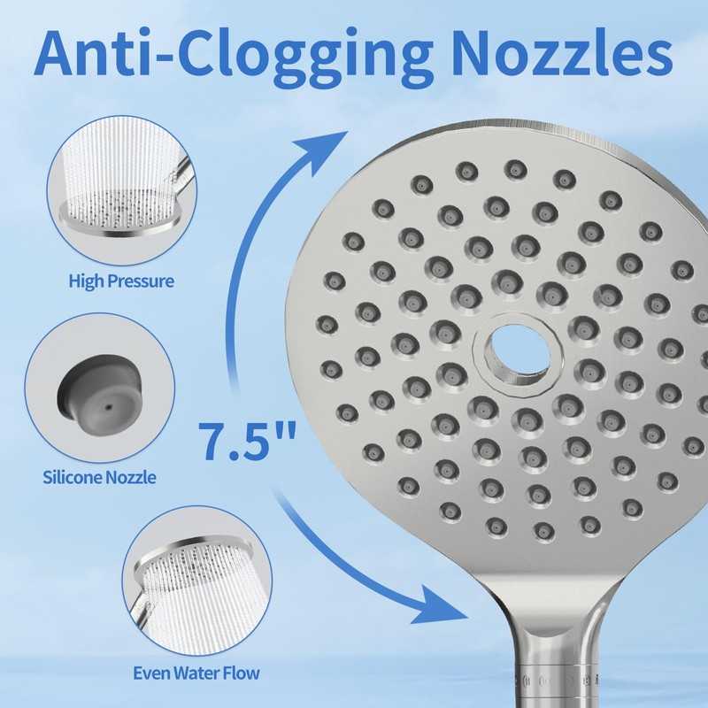 JONKEAN Dual Shower Heads with Handheld Spray Combo, 7.5" Big