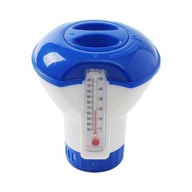 Swimming Pool Chlorine Dispenser with Thermometer - Blue White