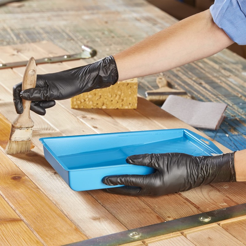 Spontex Disposable Nitrile Gloves Black Heavy Duty Black Pack of