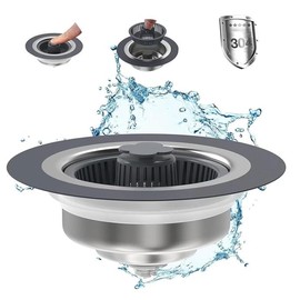Upgraded 3-in-1 Kitchen Sink Strainer with Basket Strainer and Press-On Drain Plug - Fast Drainage and Effective Filtration Home Goods laundry basket - type: 1 pcs