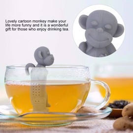 Teaplies de café Hojas Sueltas Infusor de té de Mono 10 × 10 × 5 2 Piezas Silicona Lindo Mono de Dibujos Animados Colador de té Suelto Infusor Filtro Accesorio de té