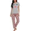 EISHOPEER Women's Pajama Set Short Sleeve Top and Long Pants