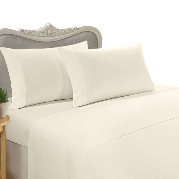 Luxurious Six (6) Piece IVORY Solid Solid/Plain, CAL KING Size,