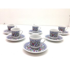 Turkish Coffee, Espresso Set of 6, Porcelain, Coffee Set, Floral, Stylish