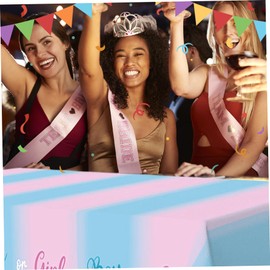 Gender Reveal Table Cloths 2Pcs PE Waterproof Gender Reveal Decorations Disposable Table Cover for Boy or Girl Party Backdrop-