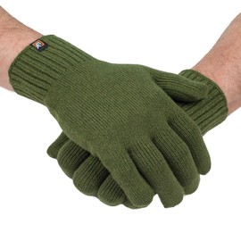 Evolution Knitwear Wool Knit Gloves - Super Soft Merino Wool - Made in the USA - Large - Moss Green